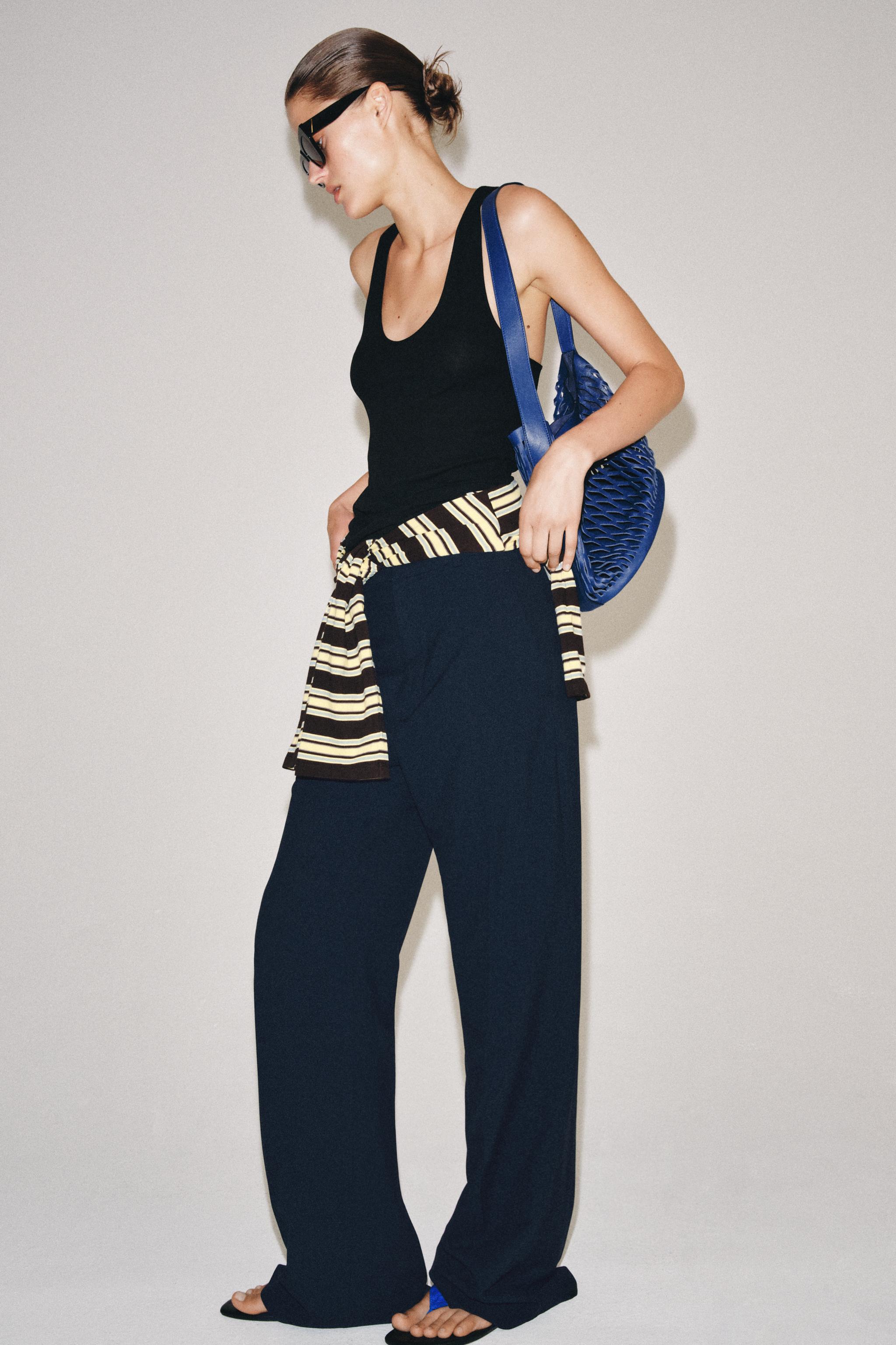 PANTALON TAILLE HAUTE À RAYURES ZW COLLECTION